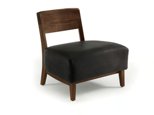 WILMA - Solid wood easy chair with leather seat _ Riva 1920